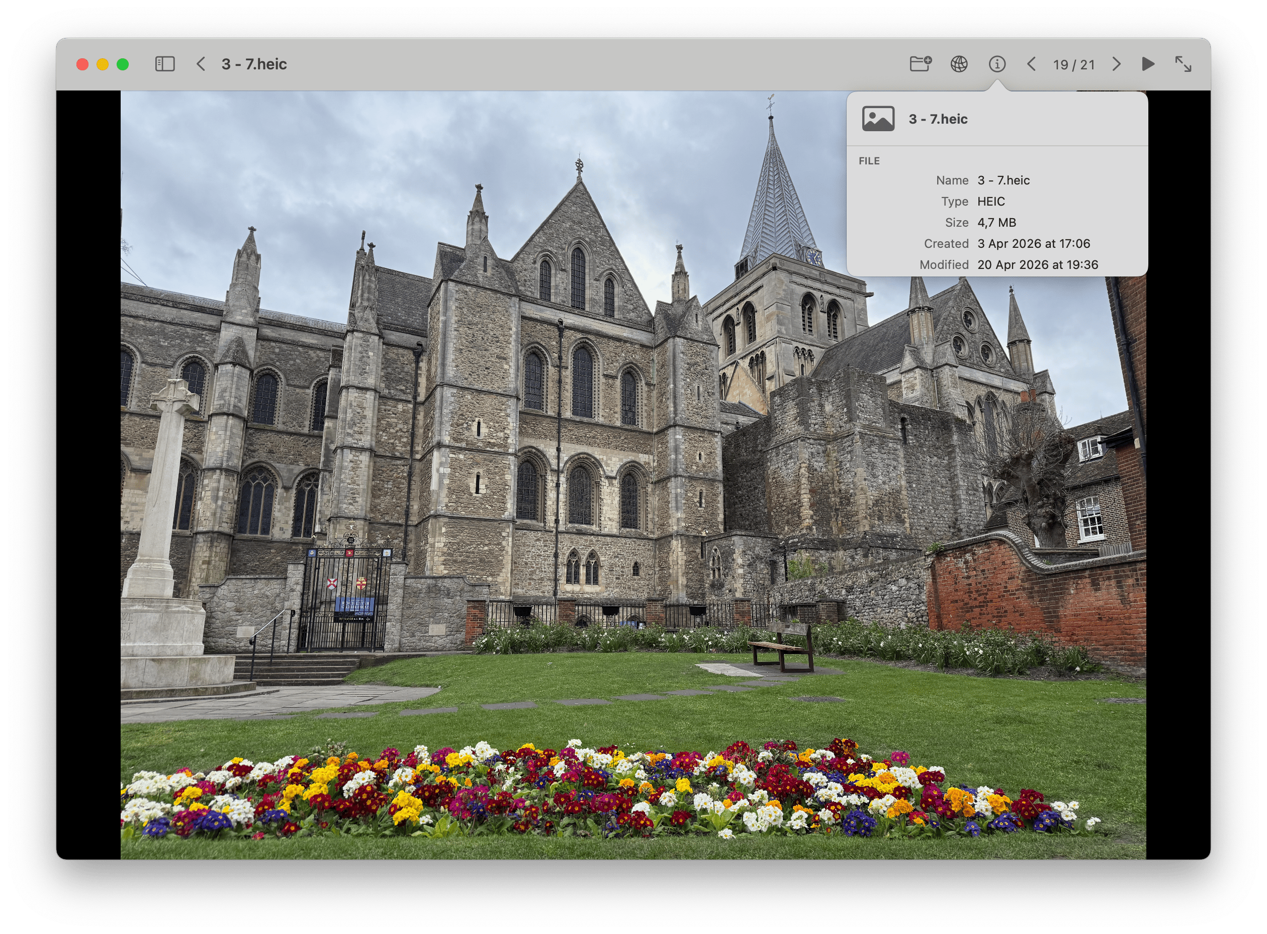 Metadata panel shown over a photo in Photo Shelf
